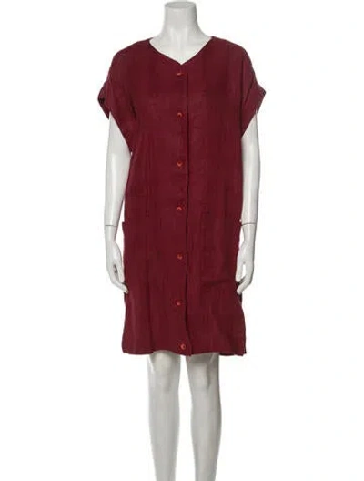 Pre-owned Issey Miyake Vintage Mini Dress In Burgundy