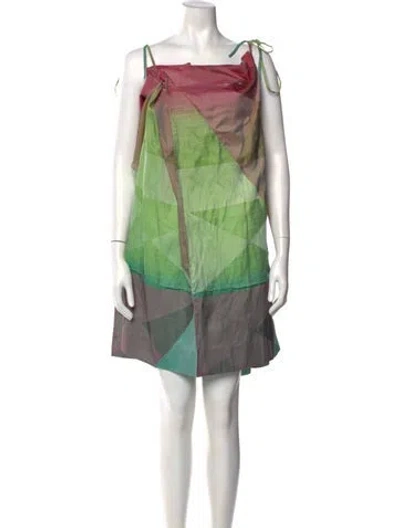 Pre-owned Issey Miyake Vintage Mini Dress In Green
