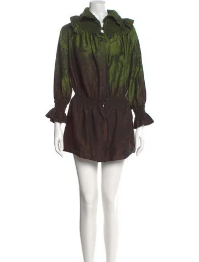 Pre-owned Issey Miyake Vintage Mini Dress In Green