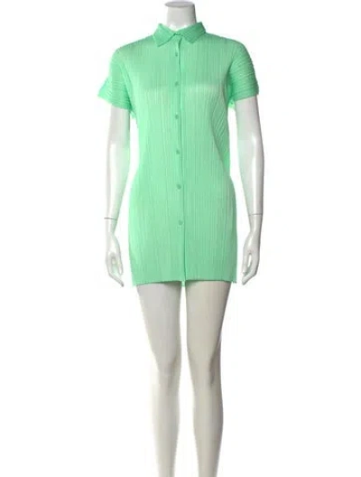 Pre-owned Issey Miyake Vintage Mini Dress In Green