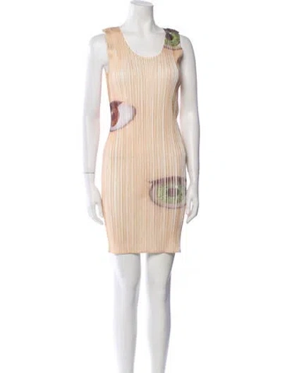 Pre-owned Issey Miyake Vintage Mini Dress In Neutral