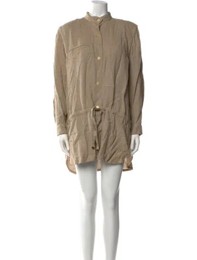Pre-owned Issey Miyake Vintage Mini Dress In Neutral