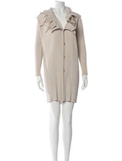 Pre-owned Issey Miyake Vintage Mini Dress In Neutral