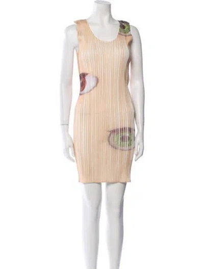 Pre-owned Issey Miyake Vintage Mini Dress In Neutral