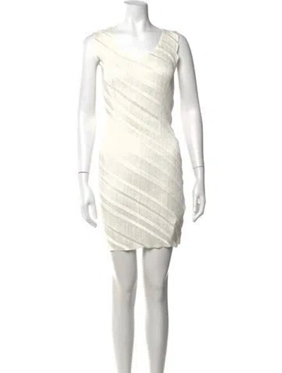 Pre-owned Issey Miyake Vintage Mini Dress In Neutrals
