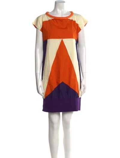 Pre-owned Issey Miyake Vintage Mini Dress In Orange