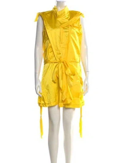 Pre-owned Issey Miyake Vintage Mini Dress In Yellow