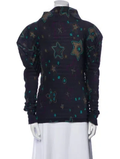 Pre-owned Issey Miyake Vintage Printed Sweatshirt In Blue