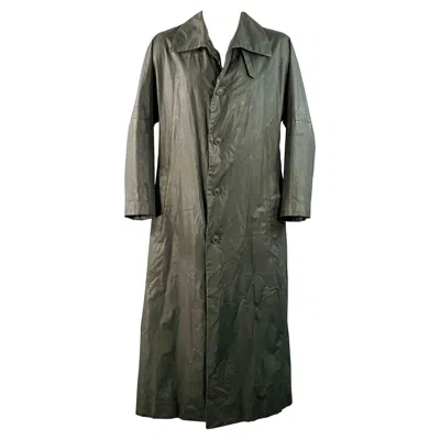 Pre-owned Issey Miyake Vintage Size Xxl Green Charcoal Coated Cotton Insulated Coat