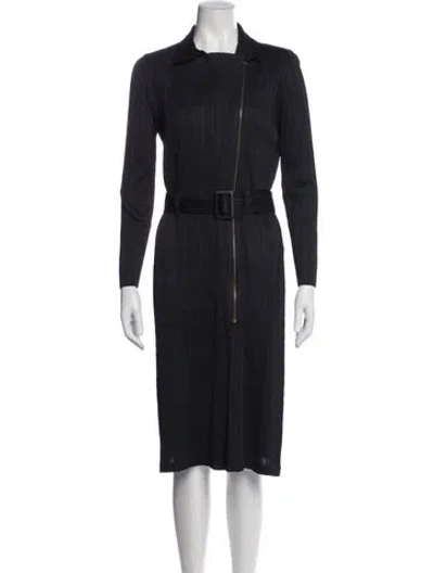 Pre-owned Issey Miyake Vintage Striped Coat In Black