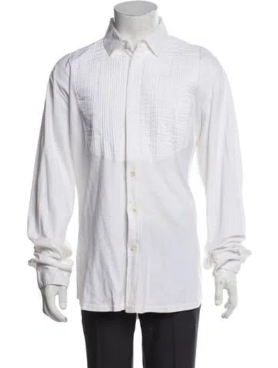 Pre-owned Issey Miyake Vintage Striped Dress Shirt In White