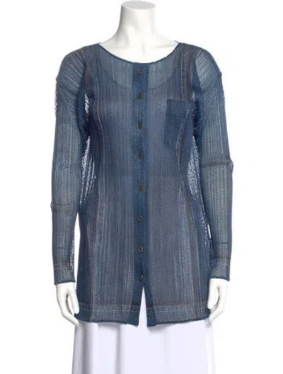 Pre-owned Issey Miyake Vintage Striped Top In Blue