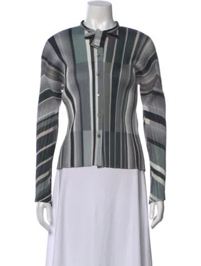 Pre-owned Issey Miyake Vintage Striped Top In Gray