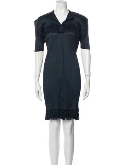 Pre-owned Issey Miyake V-neck Knee-length Dress In Green