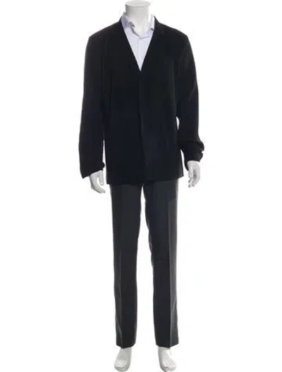 Pre-owned Issey Miyake V-neck Long Sleeve Cardigan In Black