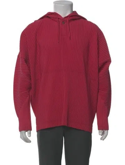 Pre-owned Issey Miyake V-neck Long Sleeve Hoodie In Pink