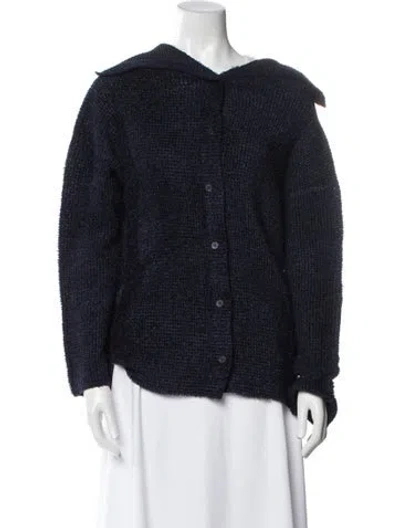 Pre-owned Issey Miyake V-neck Long Sleeve Sweatshirt In Blue