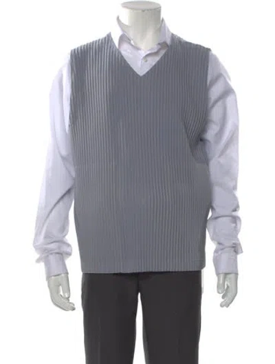 Pre-owned Issey Miyake V-neck Long Sleeve Tank In Gray