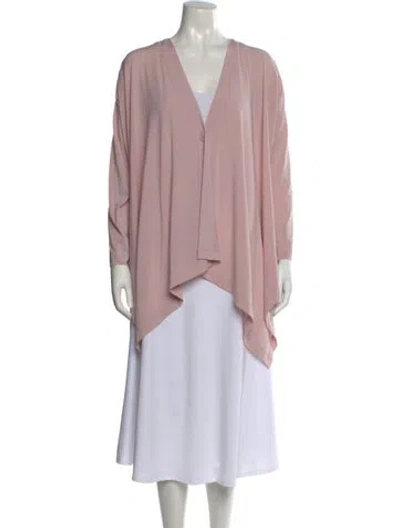 Pre-owned Issey Miyake V-neck Long Sleeve Top In Pink