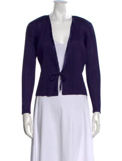 Pre-owned Issey Miyake V-neck Long Sleeve Top In Purple