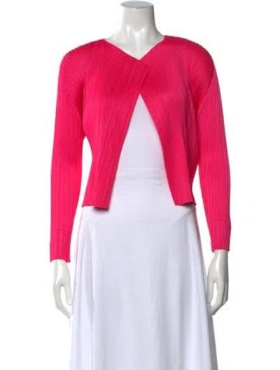 Pre-owned Issey Miyake V-neck Long Sleeve Top W/ Tags In Pink