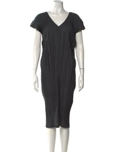Pre-owned Issey Miyake V-neck Midi Length Dress In Multi