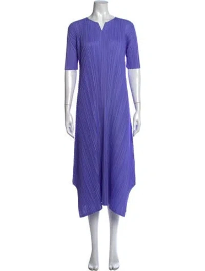 Pre-owned Issey Miyake V-neck Midi Length Dress W/ Tags In Purple