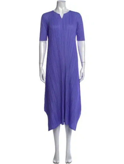 Pre-owned Issey Miyake V-neck Midi Length Dress W/ Tags In Purple
