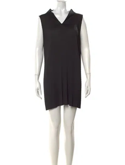 Pre-owned Issey Miyake V-neck Mini Dress In Black