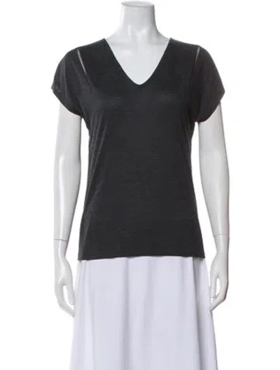 Pre-owned Issey Miyake V-neck Short Sleeve T-shirt In Gray