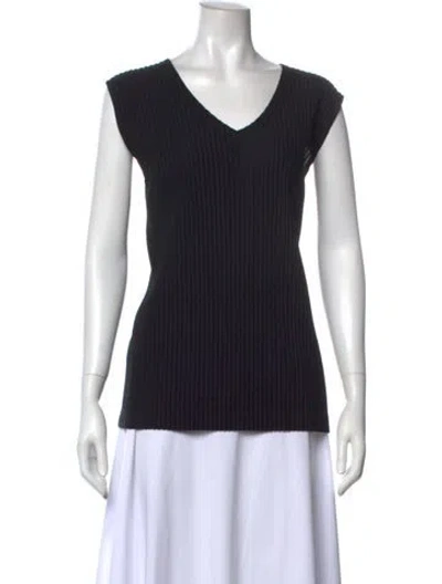 Pre-owned Issey Miyake V-neck Sleeveless Tank In Black