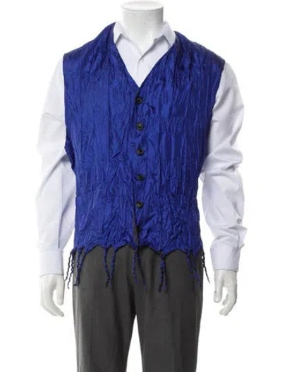 Pre-owned Issey Miyake V-neck Sleeveless Tank In Blue