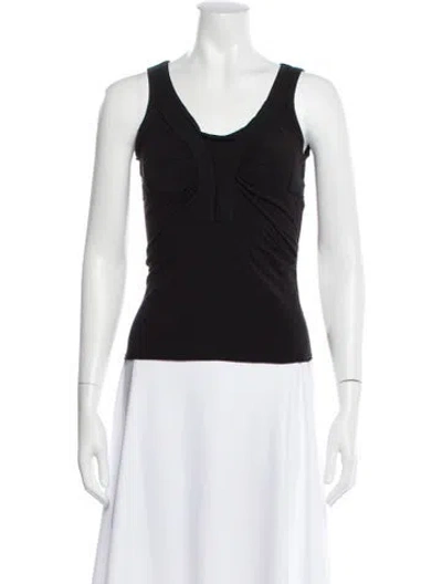 Pre-owned Issey Miyake V-neck Sleeveless Top In Black