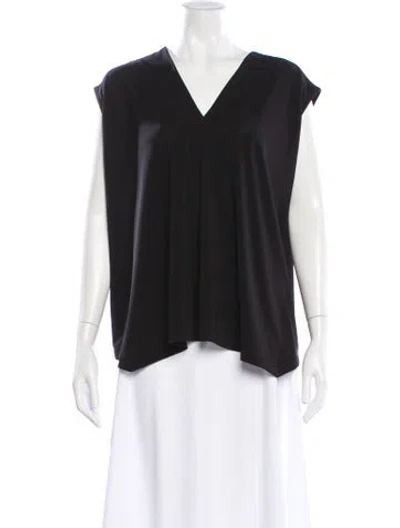 Pre-owned Issey Miyake V-neck Sleeveless Top In Black