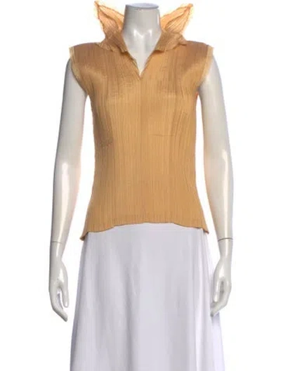 Pre-owned Issey Miyake V-neck Sleeveless Top In Neutral