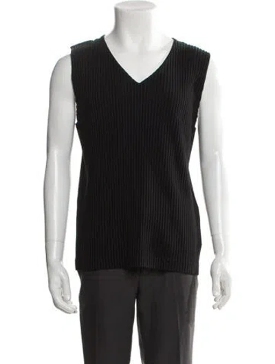 Pre-owned Issey Miyake V-neck Sleeveless T-shirt W/ Tags In Black