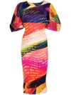 Issey Miyake Multicolor Voyager Midi Dress In Orange