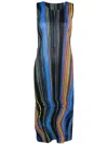 Issey Miyake Multicolor Warp Midi Dress In 黑色