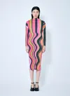 Issey Miyake Multicolor Warp Maxi Dress In Pink