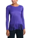 Issey Miyake Wave Fringed Long Sleeve Top In Multi