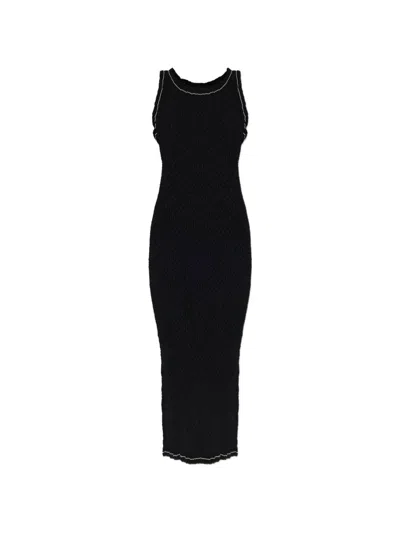 Issey Miyake Wavelet Ensemblemidi Dress In Black