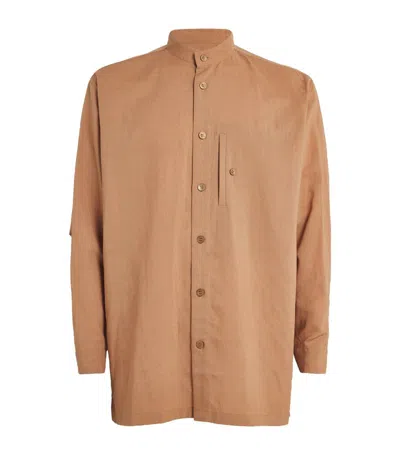 Issey Miyake Welt Pocket Shirt In 44-brown