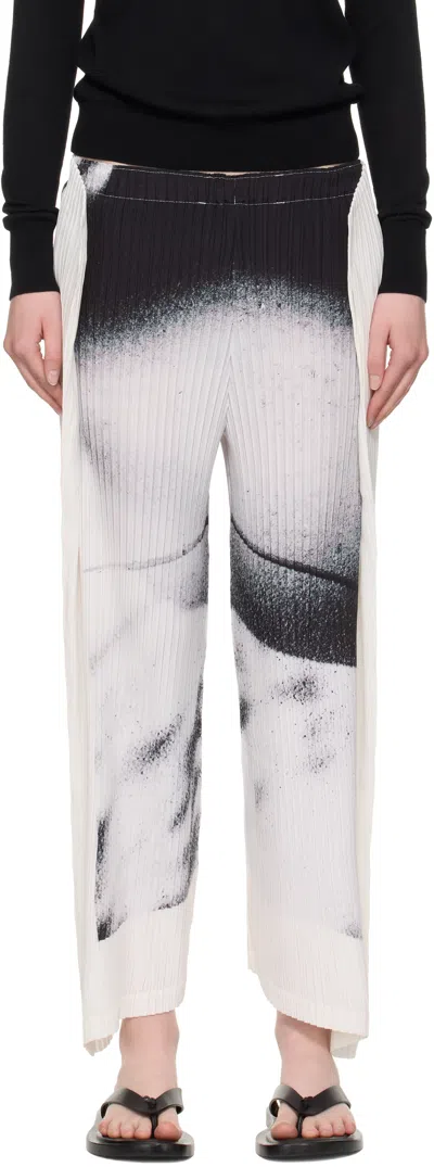 ISSEY MIYAKE WHITE & BLACK SHADOW STUDY PLEATS TROUSERS