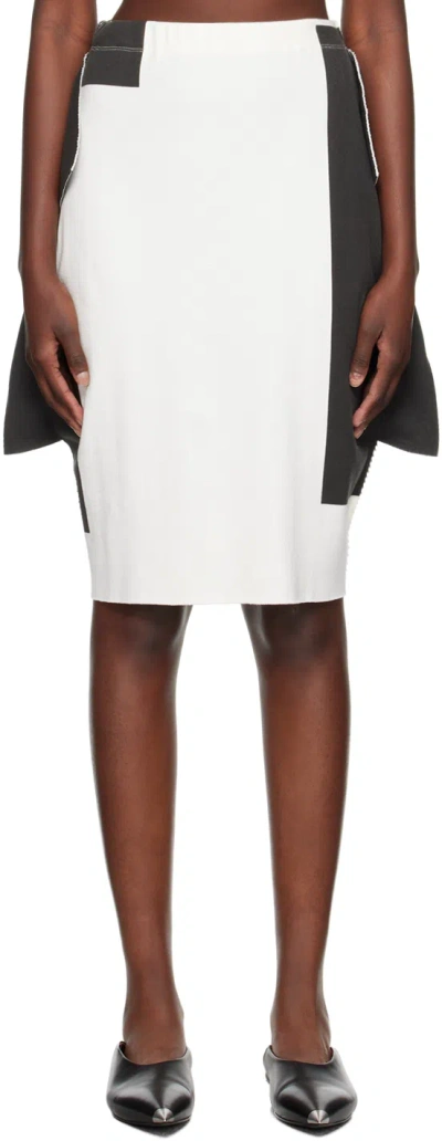 Issey Miyake White & Gray Rectilinear Midi Skirt In 01-white