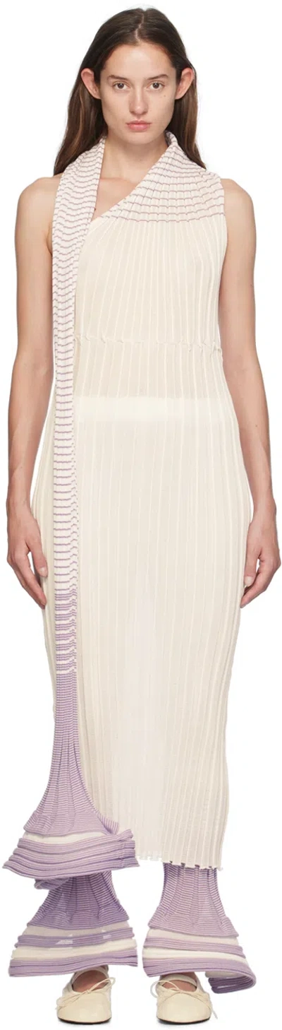 Issey Miyake White & Purple Asagao Maxi Dress In 07 White Hued