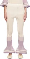 Issey Miyake White & Purple Asagao Trousers In 07 White Hued