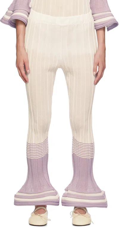 Issey Miyake White & Purple Asagao Trousers In 07 White Hued