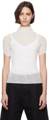 Issey Miyake White Chiffon Twist Bk/wt-56 Turtleneck In White