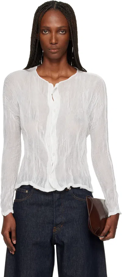Issey Miyake White Chiffon Twist Cardigan