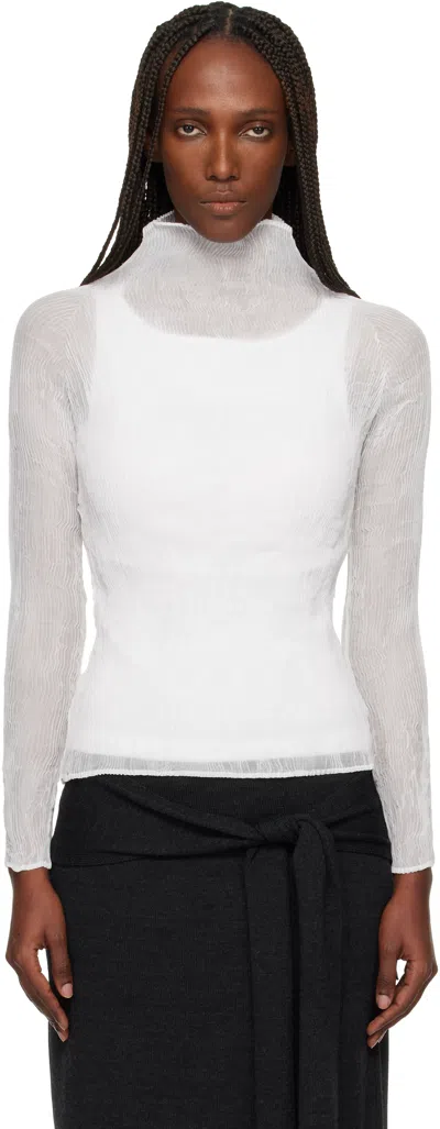 Issey Miyake White Chiffon Twist Top